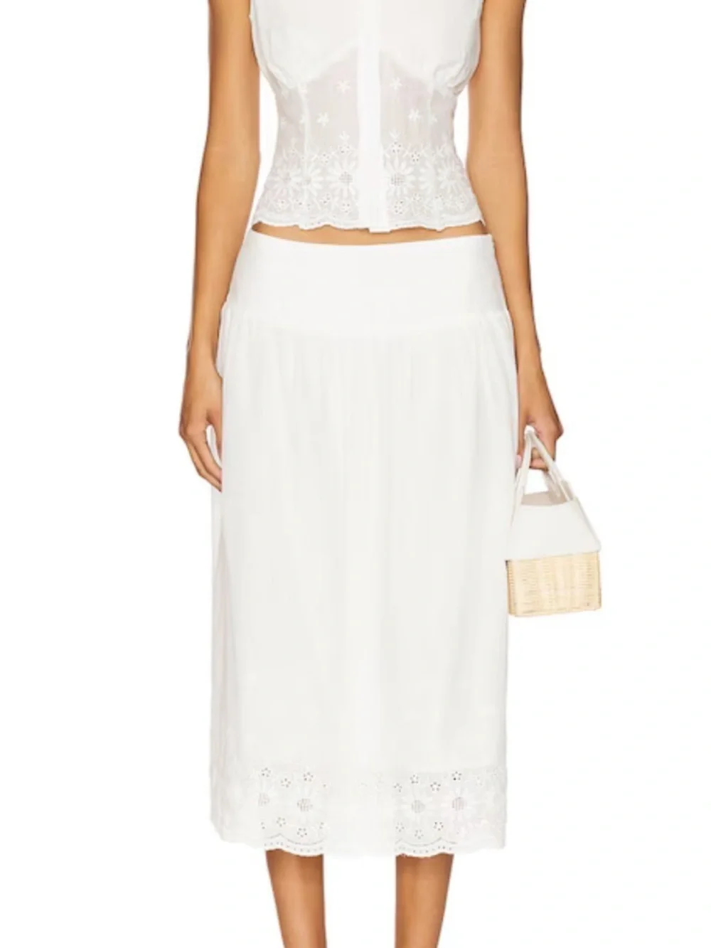 Revolve More to Come Cassandra Eyelet Midi Skirt - Picture 1 of 10